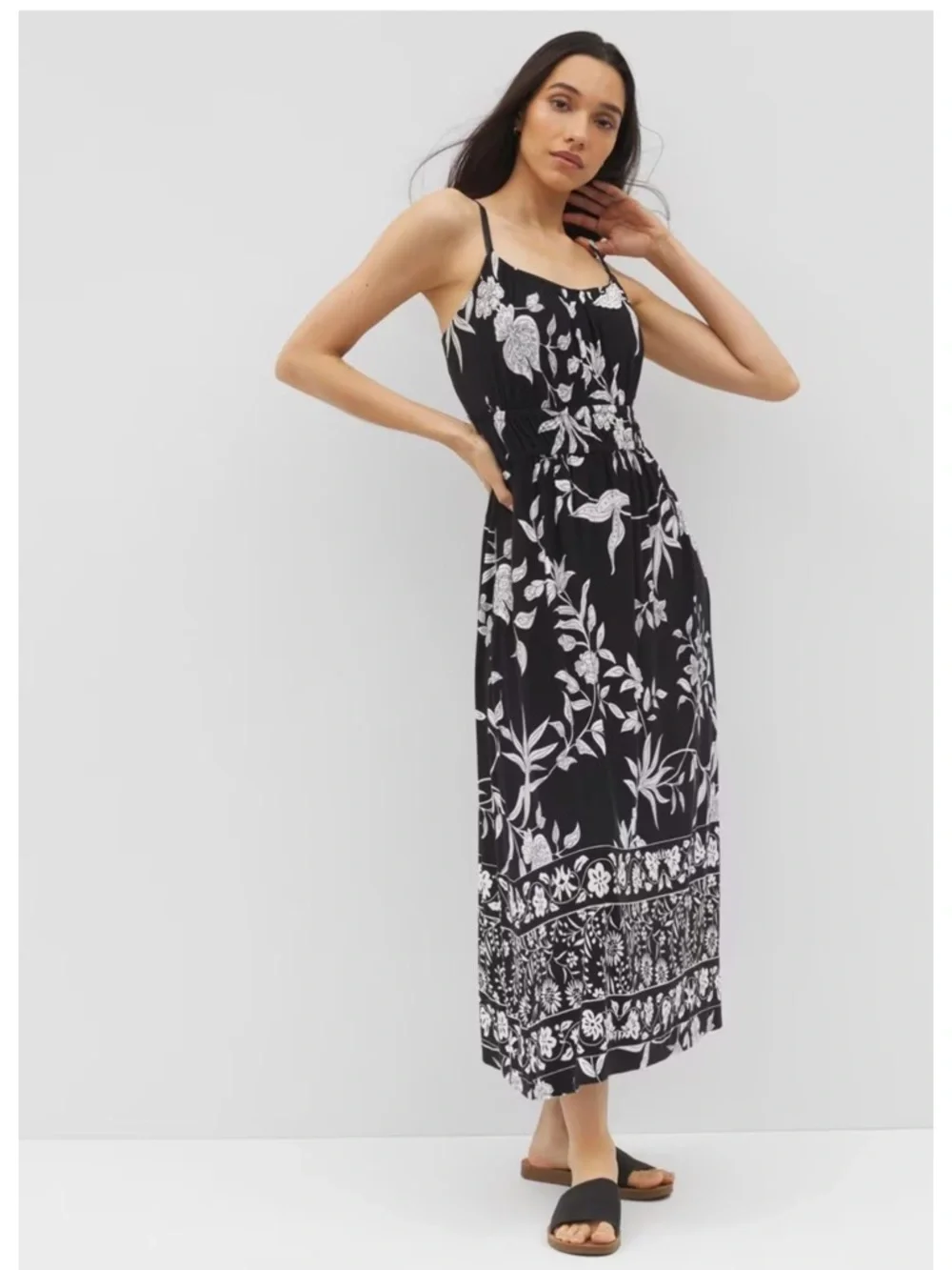 NWT Soma Soft Jersey Paradiso Midi Bra Dress In Peaceful Floral Black XX-LARGE_7